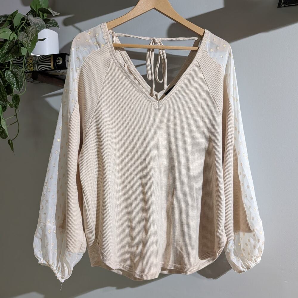 Daytrip | Waffle Knit Tie Back Top | Size L